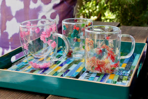 My House by Marine Coffee & Tea Mugs Double Walls Flower Glass Mugs for Whimsical Tableware-Colorful Breakfast Cups in 3 Styles