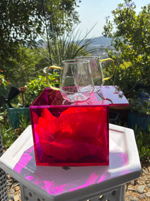 My House by Marine Coffee & Tea Mugs Hot Pink Luxury Gift Box with 2 Modern Geometric Glass Mugs