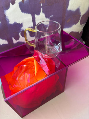 My House by Marine Coffee & Tea Mugs Hot Pink Luxury Gift Box with 2 Modern Geometric Glass Mugs