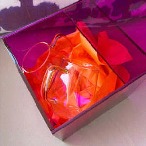 My House by Marine Coffee & Tea Mugs Hot Pink Luxury Gift Box with 2 Modern Geometric Glass Mugs