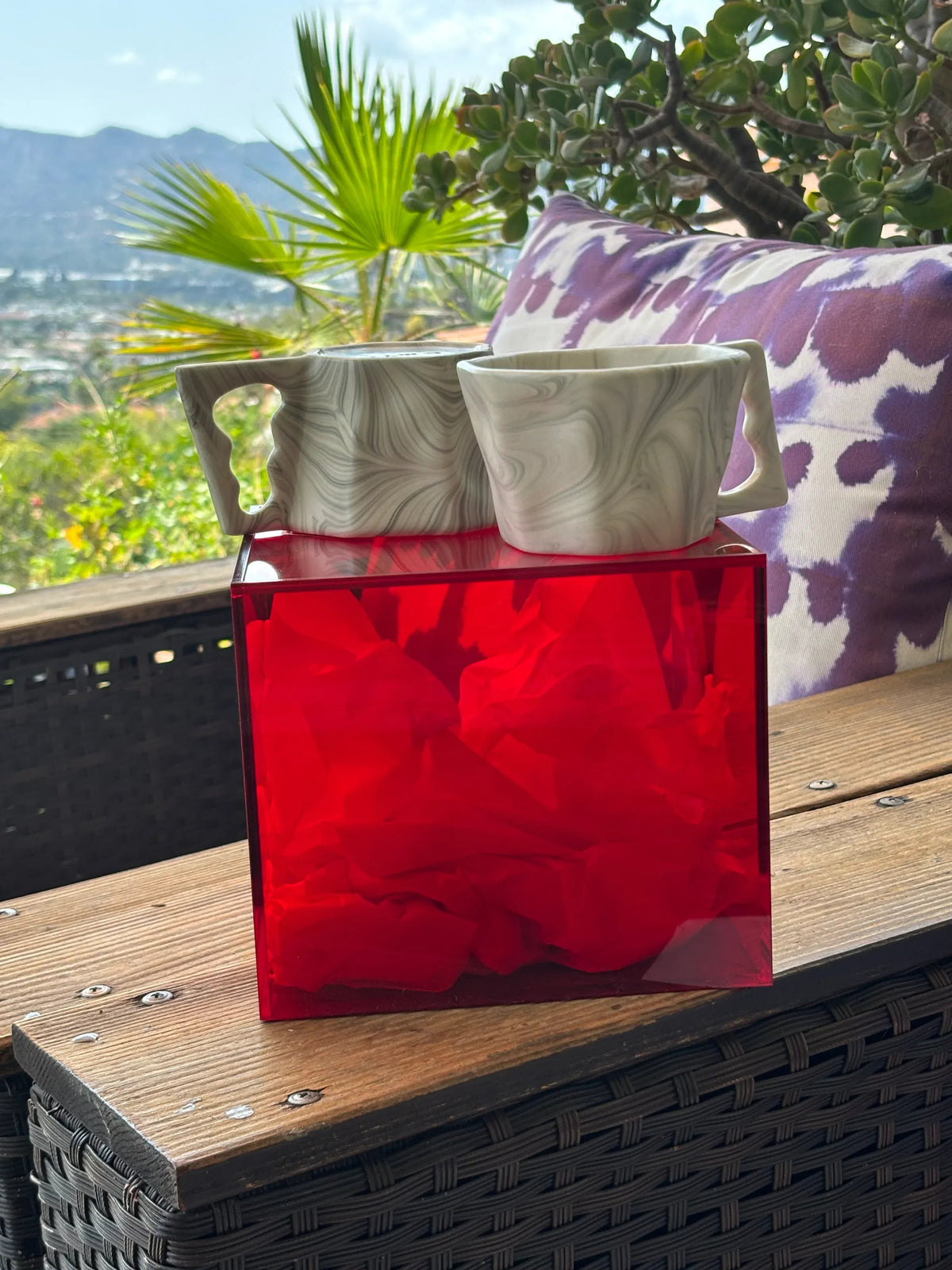 My House by Marine Coffee & Tea Mugs Ultimate Luxury Gift Box with 2 Modern Octagonal Ceramic Mugs