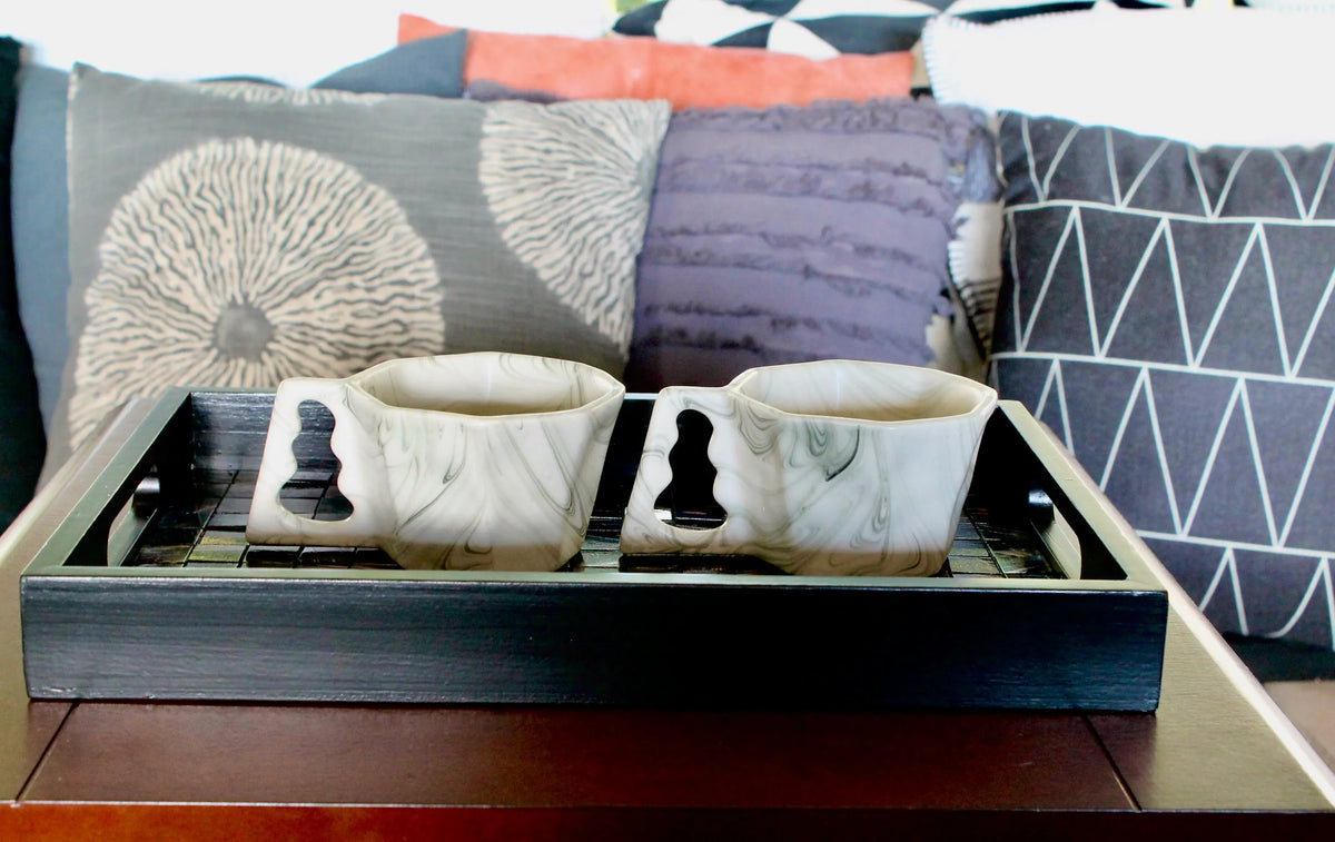 My House by Marine Coffee & Tea Mugs Ultimate Luxury Gift Box with 2 Modern Octagonal Ceramic Mugs