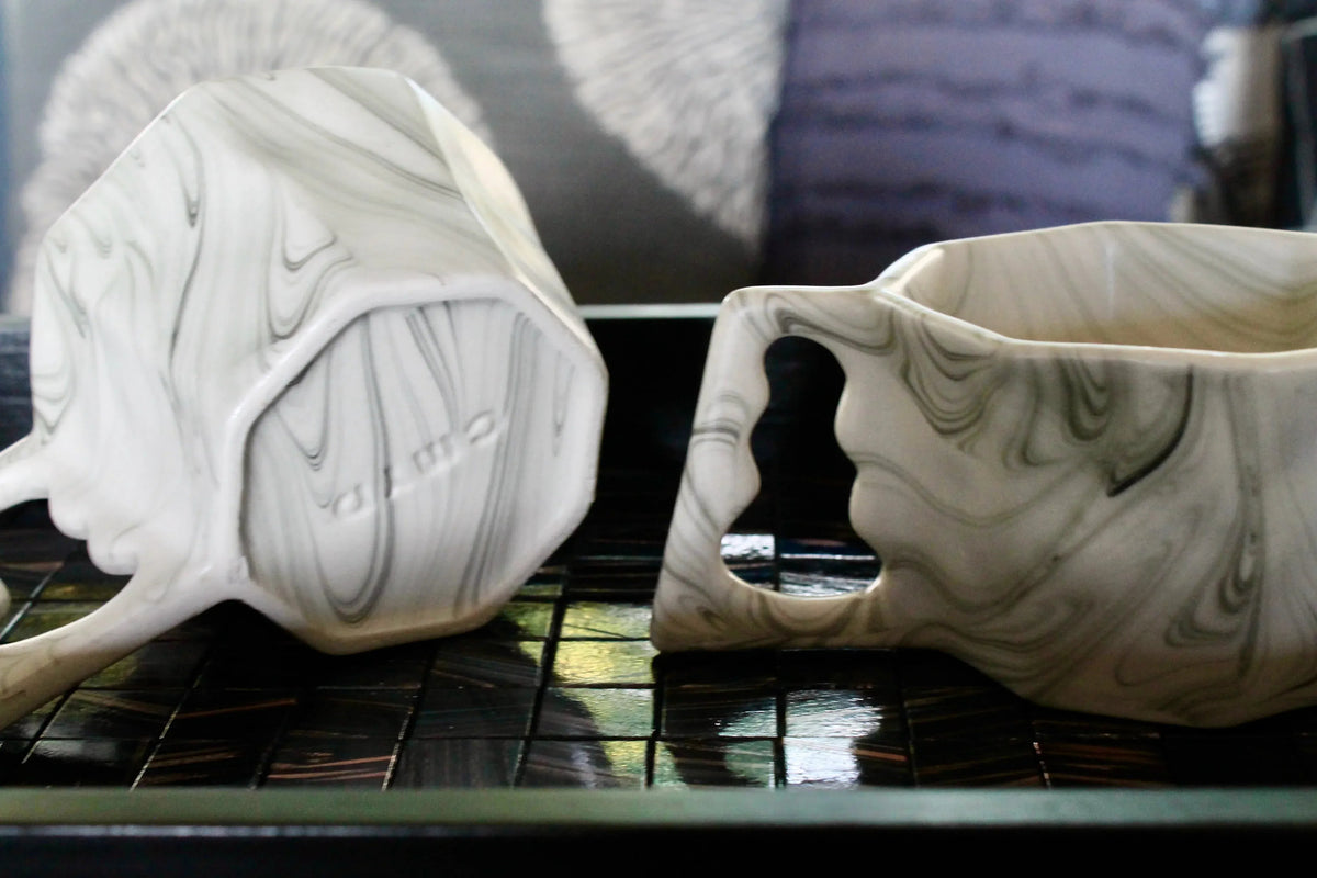 My House by Marine Coffee & Tea Mugs Ultimate Luxury Gift Box with 2 Modern Octagonal Ceramic Mugs