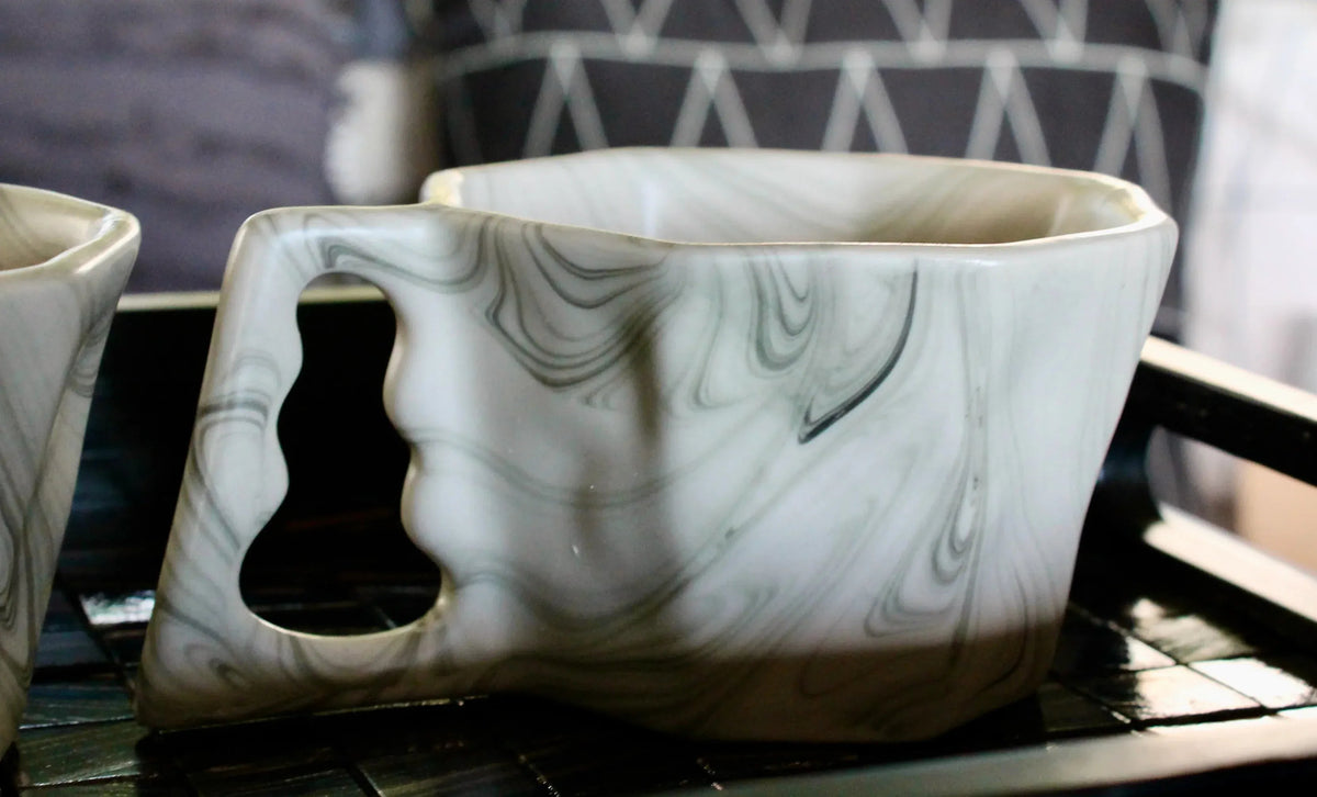 My House by Marine Coffee & Tea Mugs Ultimate Luxury Gift Box with 2 Modern Octagonal Ceramic Mugs