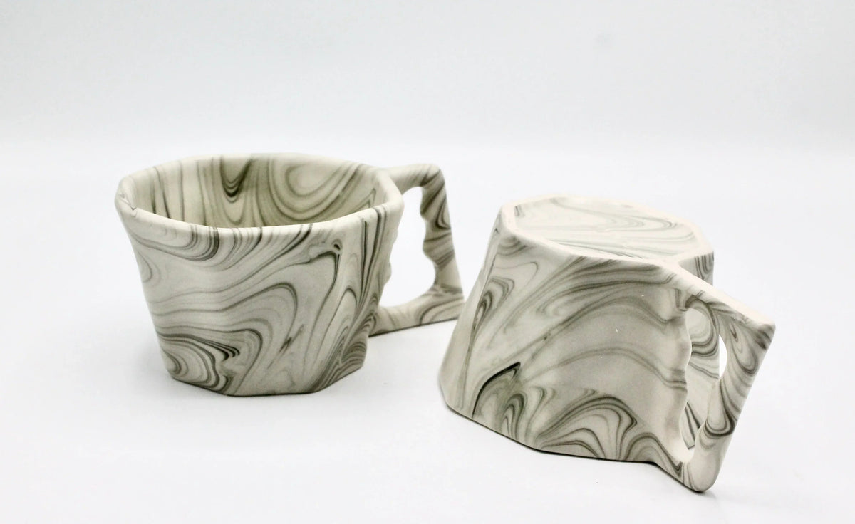 My House by Marine Coffee & Tea Mugs Ultimate Luxury Gift Box with 2 Modern Octagonal Ceramic Mugs