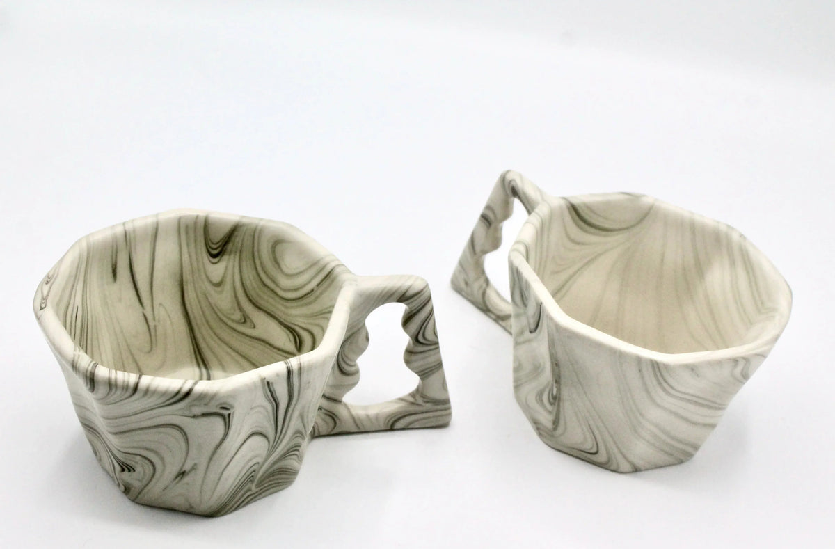 My House by Marine Coffee & Tea Mugs Ultimate Luxury Gift Box with 2 Modern Octagonal Ceramic Mugs