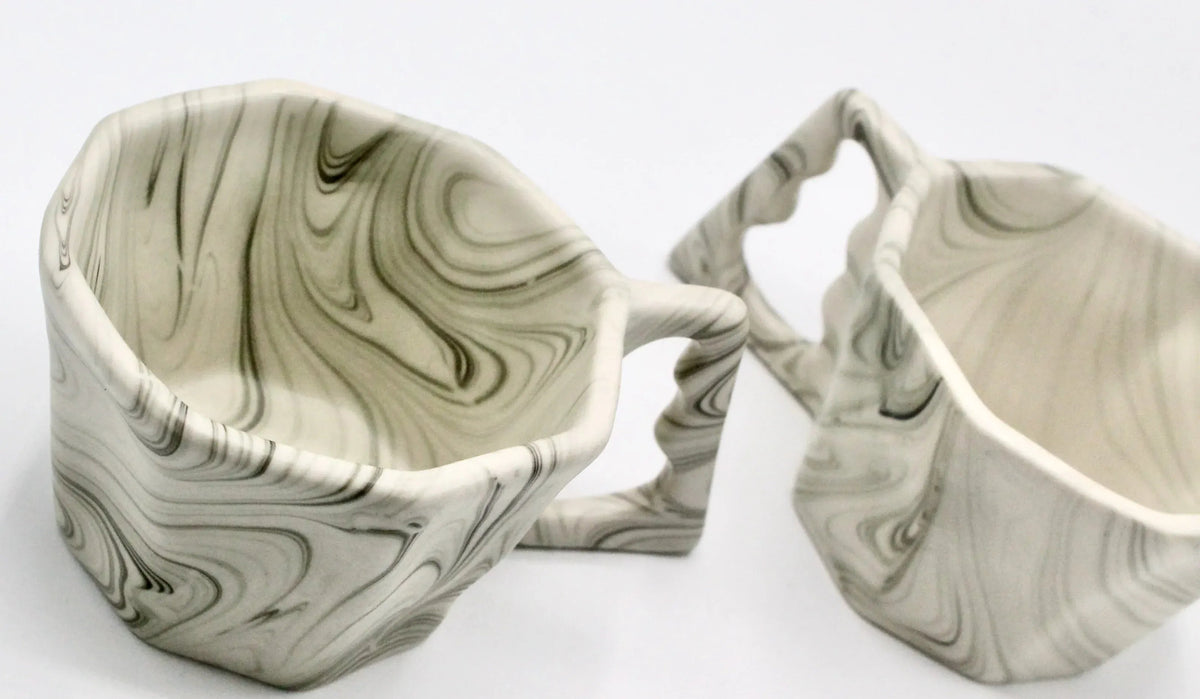 My House by Marine Coffee & Tea Mugs Ultimate Luxury Gift Box with 2 Modern Octagonal Ceramic Mugs