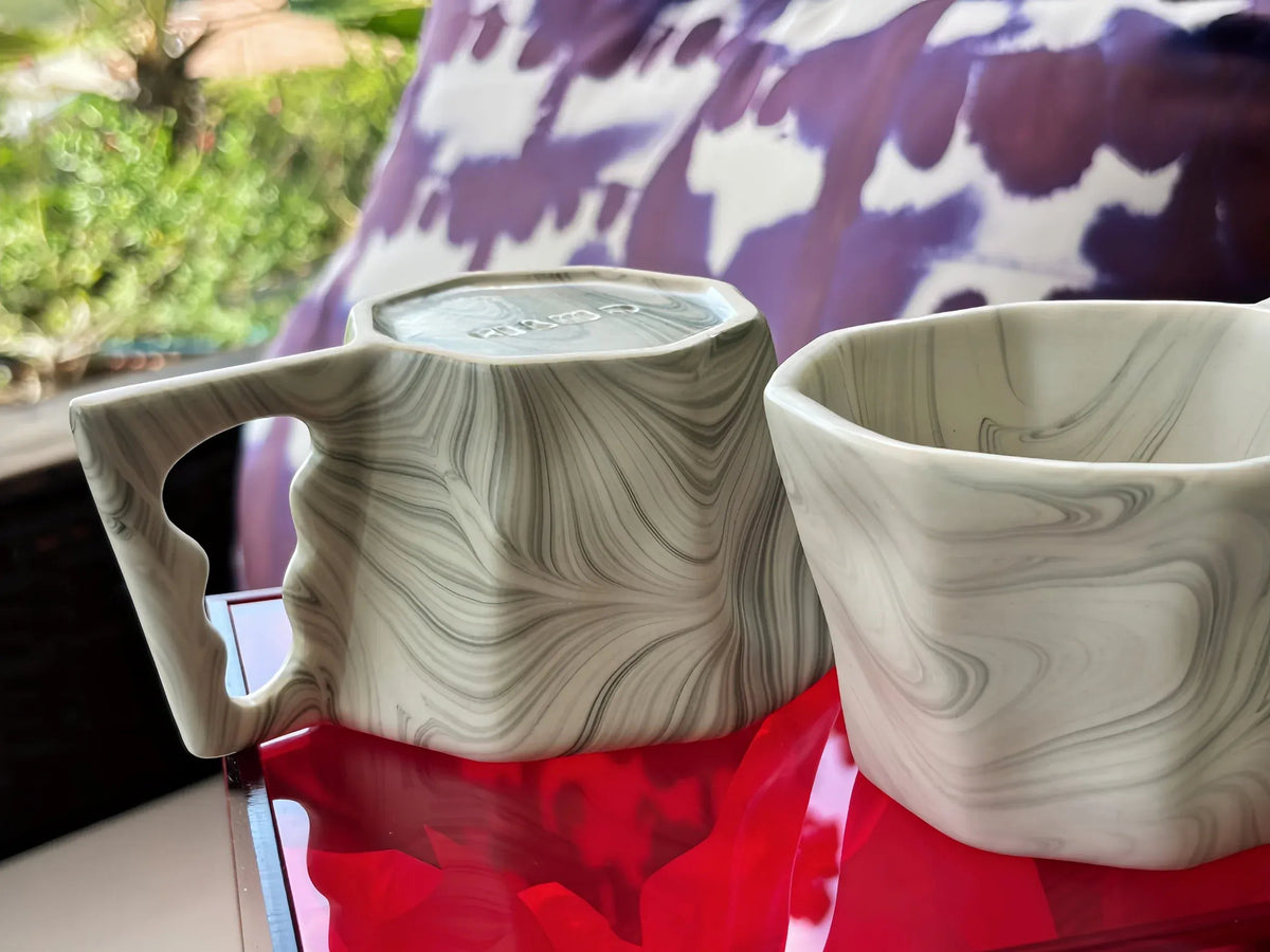 My House by Marine Coffee & Tea Mugs Ultimate Luxury Gift Box with 2 Modern Octagonal Ceramic Mugs