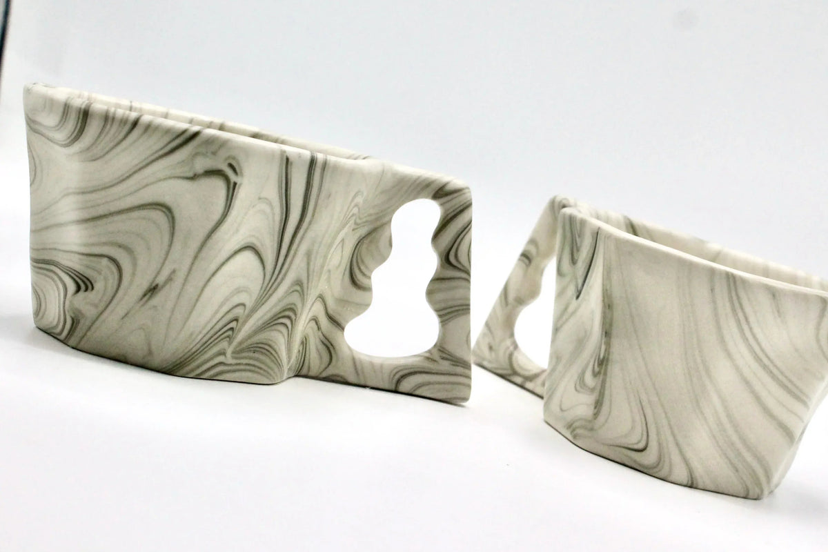 My House by Marine Coffee & Tea Mugs Ultimate Luxury Gift Box with 2 Modern Octagonal Ceramic Mugs