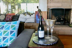 My House by Marine Concrete pottery tray Handmade Artistic Large Concrete Blue and Green Display Tray for Coffee Table