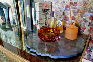 My House by Marine Concrete pottery tray Handmade Artistic Large Concrete Blue and Green Display Tray for Coffee Table