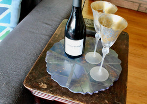 My House by Marine Concrete pottery tray Handmade Artistic Large Concrete Blue and Green Display Tray for Coffee Table