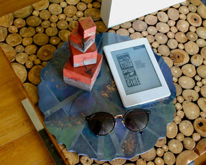 My House by Marine Concrete pottery tray Handmade Artistic Large Concrete Blue and Green Display Tray for Coffee Table