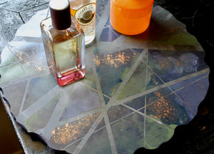 My House by Marine Concrete pottery tray Handmade Artistic Large Concrete Blue and Green Display Tray for Coffee Table