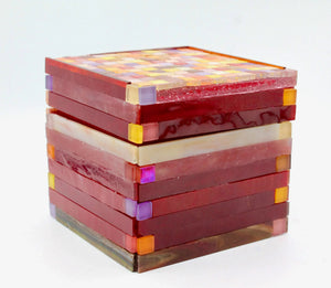 My House by Marine Decorative Box Vibrant Red Mosaic Box with Lavender Sachets - Modern Beach House Catchall