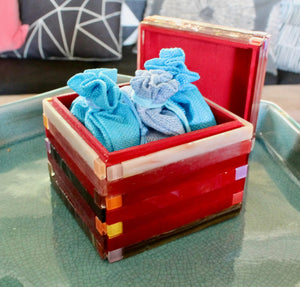My House by Marine Decorative Box Vibrant Red Mosaic Box with Lavender Sachets - Modern Beach House Catchall