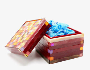 My House by Marine Decorative Box Vibrant Red Mosaic Box with Lavender Sachets - Modern Beach House Catchall