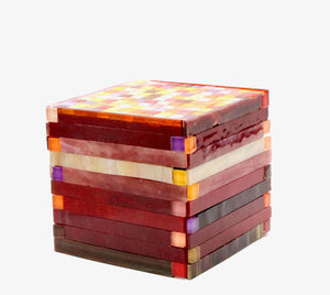My House by Marine Decorative Box Vibrant Red Mosaic Box with Lavender Sachets - Modern Beach House Catchall