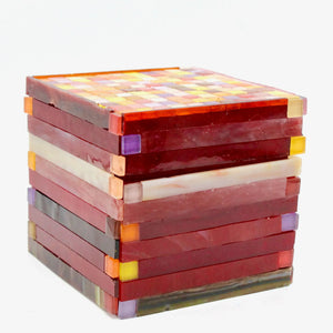 My House by Marine Decorative Box Vibrant Red Mosaic Box with Lavender Sachets - Modern Beach House Catchall