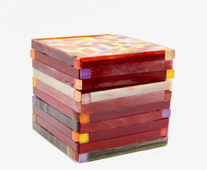 My House by Marine Decorative Box Vibrant Red Mosaic Box with Lavender Sachets - Modern Beach House Catchall