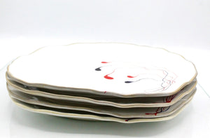 My House by Marine dining plates set 4 Hand Painted Ceramic Dinner Plates Set: Abstract Tabletop Decor