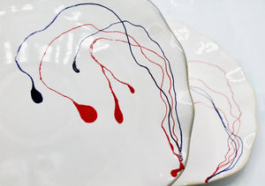 My House by Marine dining plates set 4 Hand Painted Ceramic Dinner Plates Set: Abstract Tabletop Decor
