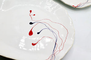 My House by Marine dining plates set 4 Hand Painted Ceramic Dinner Plates Set: Abstract Tabletop Decor