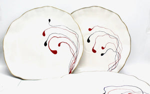 My House by Marine dining plates set 4 Hand Painted Ceramic Dinner Plates Set: Abstract Tabletop Decor