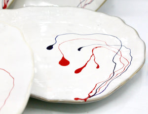 My House by Marine dining plates set 4 Hand Painted Ceramic Dinner Plates Set: Abstract Tabletop Decor