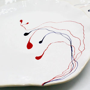 My House by Marine dining plates set 4 Hand Painted Ceramic Dinner Plates Set: Abstract Tabletop Decor