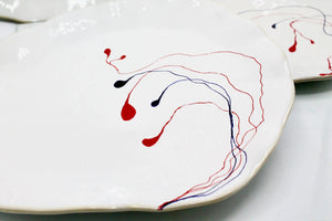 My House by Marine dining plates set 4 Hand Painted Ceramic Dinner Plates Set: Abstract Tabletop Decor