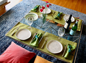 My House by Marine dining plates set 4 Modern Abstract Enamel Salad Plates: Elegant Silver Hand-Painted Set for Sophisticated Dining
