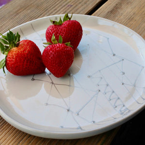My House by Marine dining plates set 4 Modern Abstract Enamel Salad Plates: Elegant Silver Hand-Painted Set for Sophisticated Dining