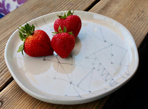 My House by Marine dining plates set 4 Modern Abstract Enamel Salad Plates: Elegant Silver Hand-Painted Set for Sophisticated Dining