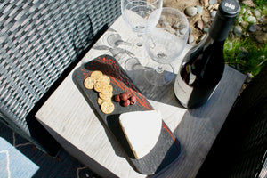 My House by Marine dining plates set 5 Handcrafted Black Ceramic and Red Enamel Sushi Plates - Modern Oriental Tabletop Decor