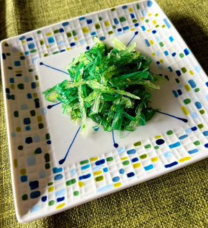 My House by Marine dining plates set 6 Salad/Dessert Ceramic Plates Set with Ceramic Spoons- Hand Painted Artisan Modern Decor