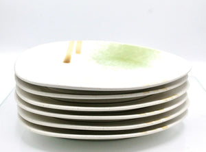 My House by Marine dining plates set 8 Japanese Ceramic Plate Set Off-White with Green Glaze Accents for Modern Decor