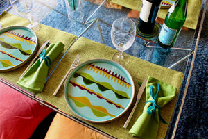 My House by Marine dining plates set Eclectic Hand-Painted Dinner Plates Set - Modern Enamel Pattern for Sophisticated Dining