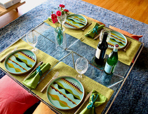 My House by Marine dining plates set Eclectic Hand-Painted Dinner Plates Set - Modern Enamel Pattern for Sophisticated Dining