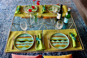 My House by Marine dining plates set Eclectic Hand-Painted Dinner Plates Set - Modern Enamel Pattern for Sophisticated Dining