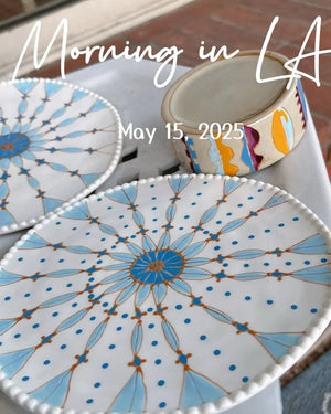 My House by Marine dining plates set Elegant Set of Hand-Painted Pale Blue Dessert Plates - Exotic Moroccan Pattern for Sophisticated Dining