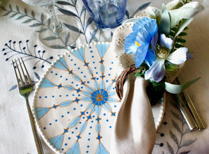 My House by Marine dining plates set Elegant Set of Hand-Painted Pale Blue Dessert Plates - Exotic Moroccan Pattern for Sophisticated Dining