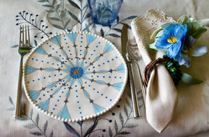 My House by Marine dining plates set Elegant Set of Hand-Painted Pale Blue Dessert Plates - Exotic Moroccan Pattern for Sophisticated Dining