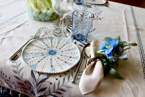 My House by Marine dining plates set Elegant Set of Hand-Painted Pale Blue Dessert Plates - Exotic Moroccan Pattern for Sophisticated Dining