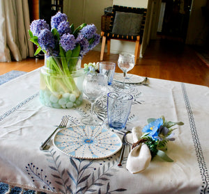 My House by Marine dining plates set Elegant Set of Hand-Painted Pale Blue Dessert Plates - Exotic Moroccan Pattern for Sophisticated Dining