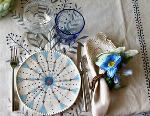 My House by Marine dining plates set Elegant Set of Hand-Painted Pale Blue Dessert Plates - Exotic Moroccan Pattern for Sophisticated Dining