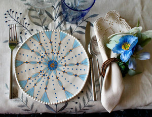 My House by Marine dining plates set Elegant Set of Hand-Painted Pale Blue Dessert Plates - Exotic Moroccan Pattern for Sophisticated Dining