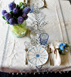 My House by Marine dining plates set Elegant Set of Hand-Painted Pale Blue Dessert Plates - Exotic Moroccan Pattern for Sophisticated Dining