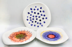 My House by Marine dining plates set Hand Painted Ceramic Dinner Plates: Abstract Designer Tabletop Decor