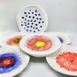 My House by Marine dining plates set Hand Painted Ceramic Dinner Plates: Abstract Designer Tabletop Decor